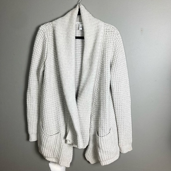 Autumn cardigan blanket sweater soft cozy Cashmere blend light grey size medium - Picture 8 of 10